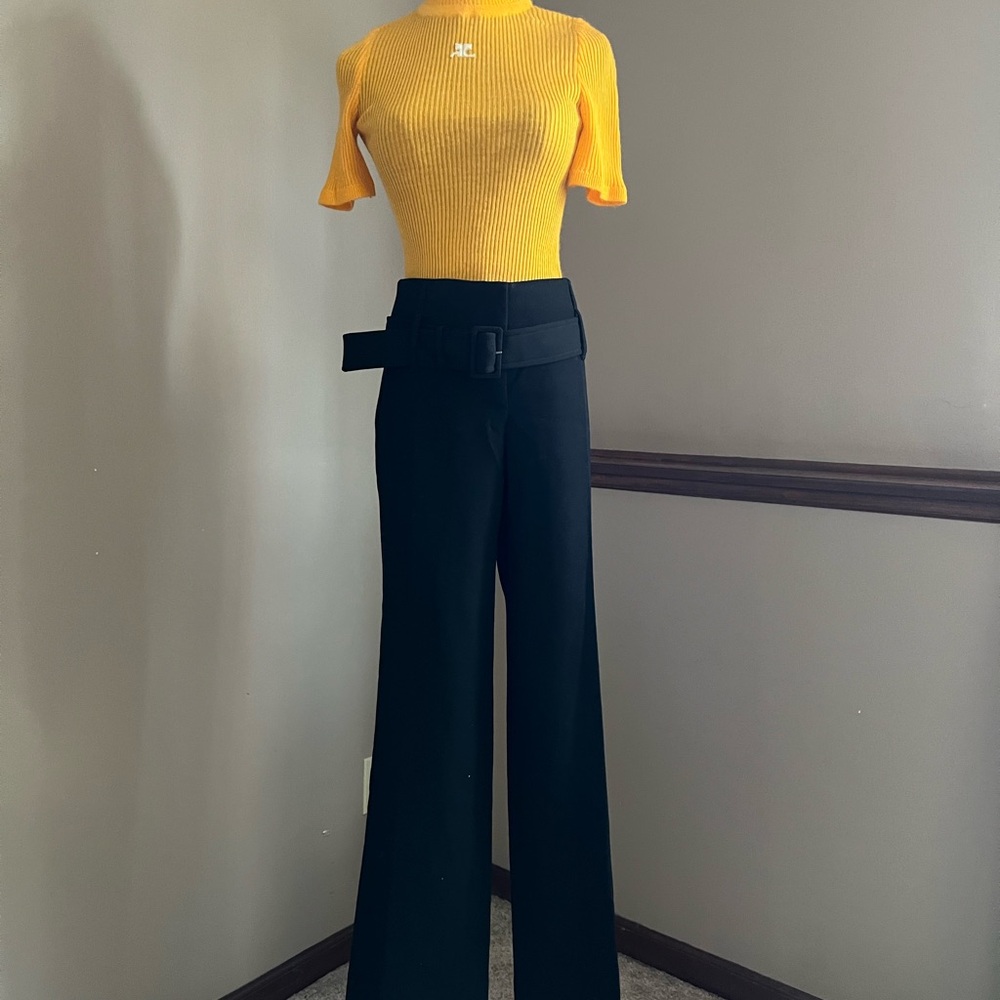 Prada Black Pants with faux belt 46